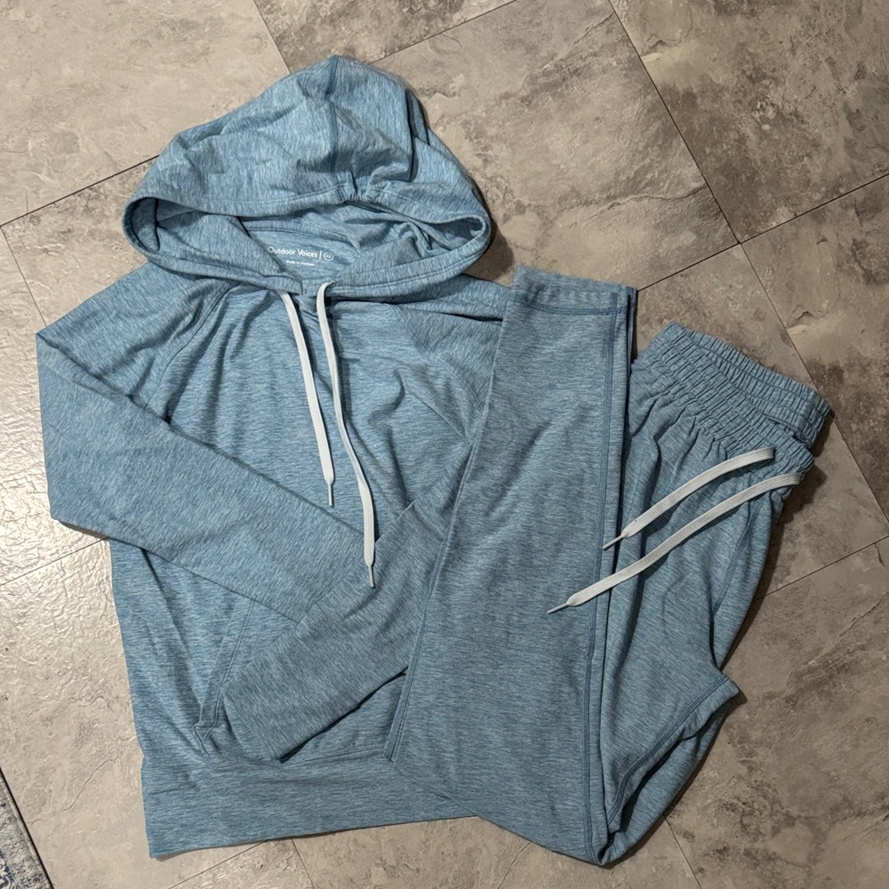 Outdoor Voices All Day Heather Blue joggers set XS